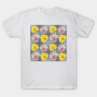 Colorful floral pattern with geometric shapes T-Shirt